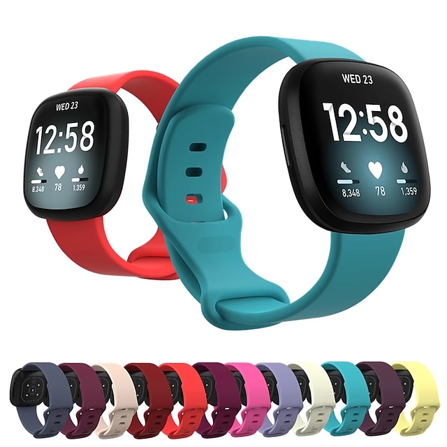  Smartwatch-Band Kompatibel mit Fitbit Versa 3 Sense Silikon Smartwatch Gurt Weich Elasthan Atmungsaktiv Sportarmband Ersatz Armband