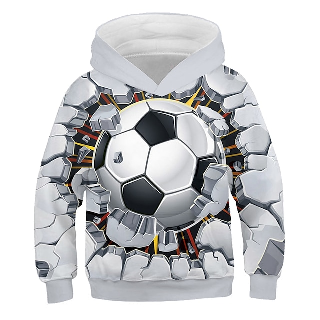  Jongens 3D Voetbal Trui met capuchon Lange mouw 3D-afdrukken Actief Sport Streetwear Polyester Kinderen 3-12 jaar Dagelijks