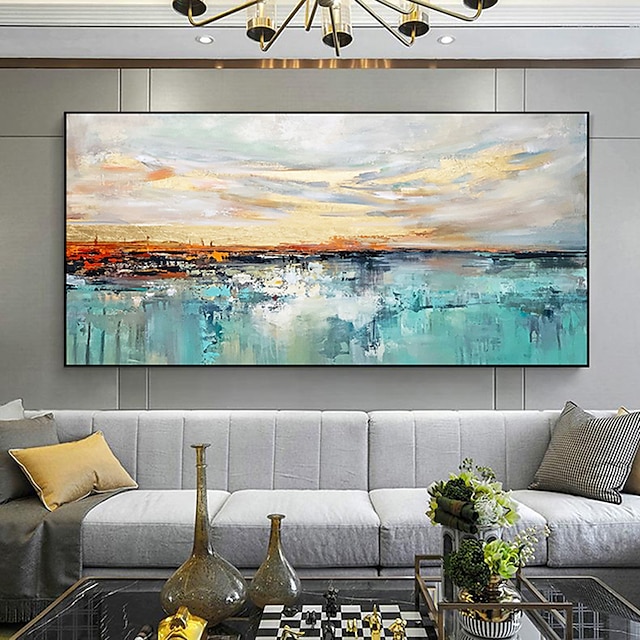  Handmade Oil Painting Canvas Wall Art Decoration Landscape Lake Sky Abstract for Home Decor Rolled Frameless Unstretched Painting