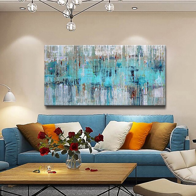 Large Size Oil Painting 100% Handmade Hand Painted Wall Art On Canvas Blue Abstract Modern Home Decoration Decor Rolled Canvas No Frame Unstretched 7