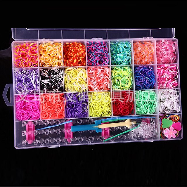  Rubber Bands Refill Kit Flourescent DIY Rainbow Silicone Soft Rubber Loop 600 pcs Toy Gift