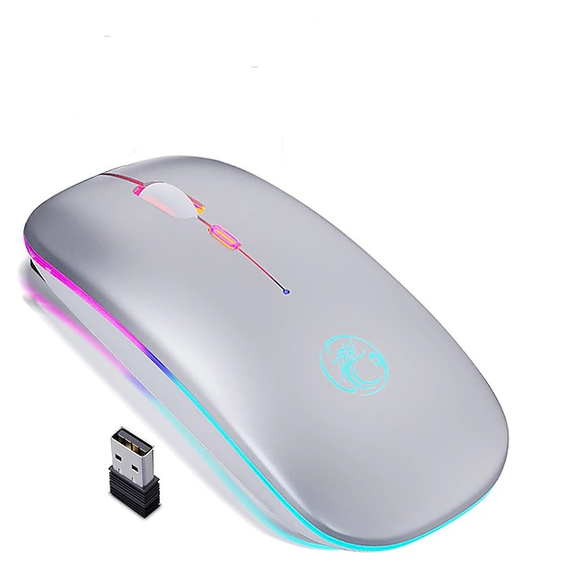 hoog Resoneer helaas draadloze muis bluetooth rgb oplaadbare muis draadloze computer stille  mause led-verlichte ergonomische gaming-muis voor laptop pc 2023 - US $13.64