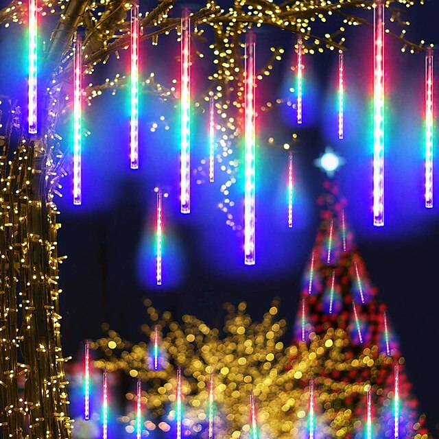  LED φωτιστικά αδιάβροχα μετεωρίτη ντους βροχή 30cm 8 σωλήνες διακόσμηση διακοπών για κήπο χριστουγεννιάτικο αίθριο πάρτι Χριστούγεννα led φως δέντρο εσωτερική διακόσμηση σπιτιού 100-240v