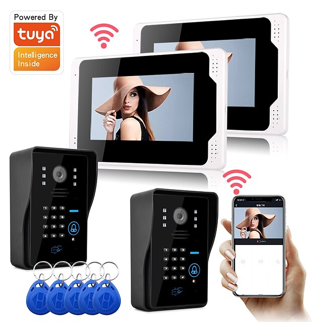  WIFI / Wired & Wireless Recording 7 inch Hands-free One to One video doorphone
