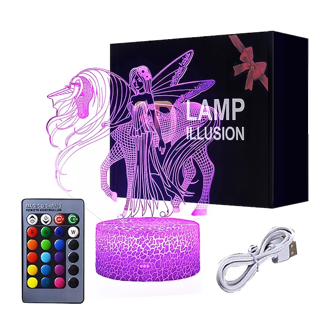  Unicorn 3D Night Light for Kids Illusion Lamp Kids 16 Colors Changing Lamp Smart Touch Remote Control Party Supplies as Birthday Xmas Gift Idea for Girls Boys