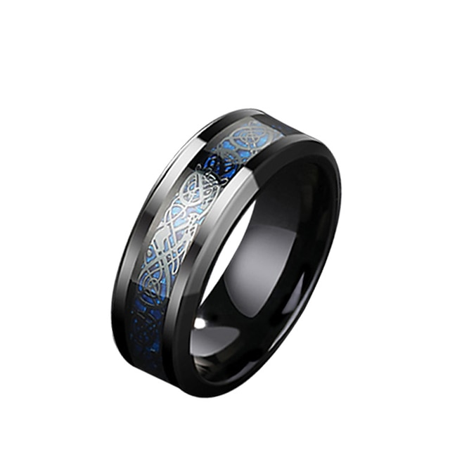  8mm rød karbonfiber svart keltisk drage ring for menn skråkantede bryllup band (13)