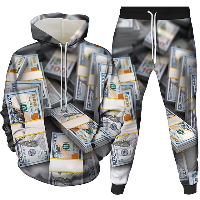  Homens Moletom com capuz Branco Com Capuz Gráfico 3D 2 Peças Diário Impressão 3D Casual Roupa Moletons Moletons Manga Longa