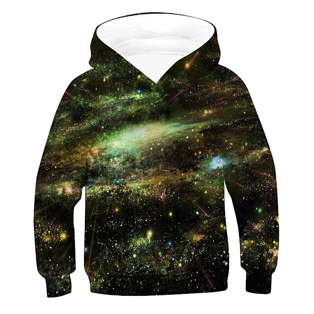 Baby & Kids Boys Clothing | Kids Boys Hoodie Long Sleeve 3D Print Galaxy Green Purple Army Green Children Tops Fall Winter Activ