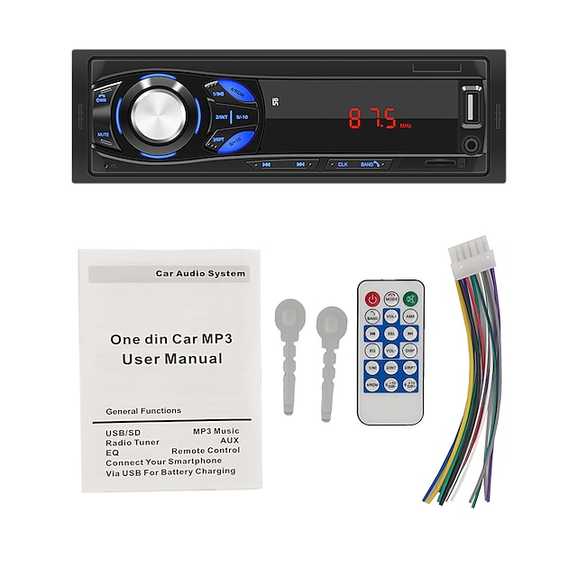  1din in-dash autoradio stéréo télécommande numérique bluetooth audio musique stéréo 12v autoradio lecteur mp3 usb / sd / aux-in