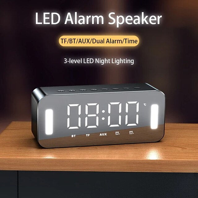  H8 LED Portable Bluetooth Speakers 25W Wireless Stereo Bass Hifi Speaker Support TF Card AUX USB Handsfree Night LED Night Clock