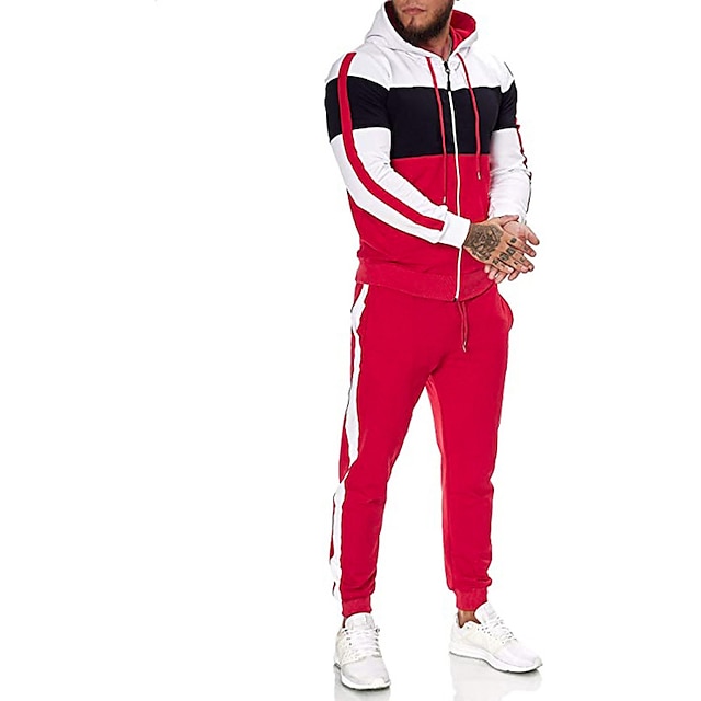 Sports & Outdoors Running, Jogging & Walking | Mens 2 Piece Full Zip Tracksuit Sweatsuit Street Casual 2pcs Winter Long Sleeve T