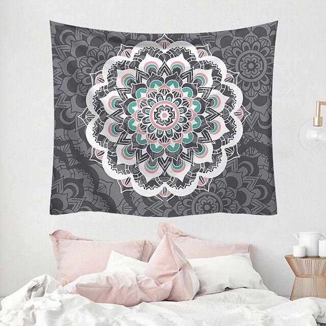  Mandala Bohemian Wall Tapestry Art Decor Blanket Curtain Hanging Home Bedroom Living Room Dorm Decoration Boho Hippie Indian Polyester Psychedelic Floral Flower Lotus