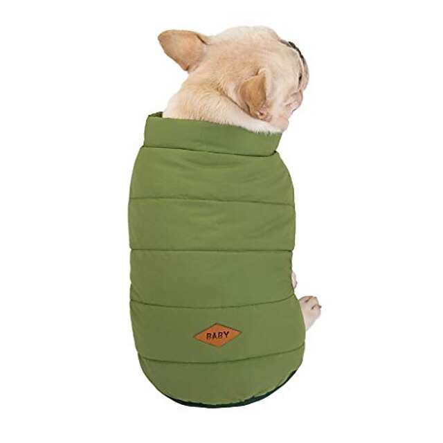  pet cat dog clothes fleece lined dog jackets for winter dog cold weather coats dog apparel pet coats warm soft windproof small dog coat pet vest costume (xxl, green)