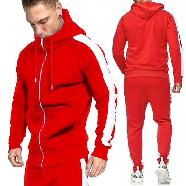 Sports & Outdoors Running, Jogging & Walking | Mens 2 Piece Full Zip Tracksuit Sweatsuit Casual Athleisure Winter Long Sleeve Hi