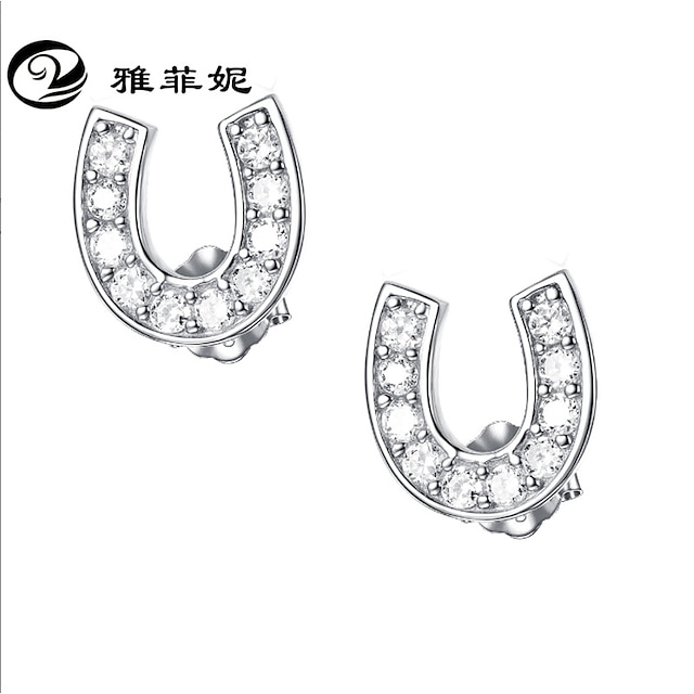  sterling zilver hoefijzer oorbellen met kubieke zirkoon paard cadeau voor vrouwen meisjes (wit)