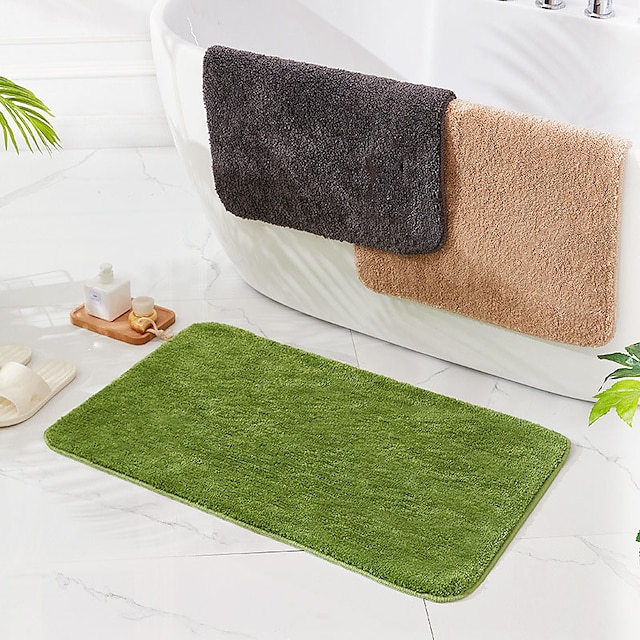  Bathroom Mats Creative Absorbent Bath Rug Special Material Non Slip Machine Made Solid Color 1pc