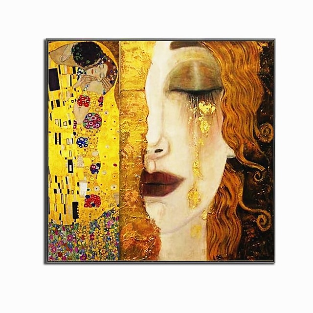  série de peinture de renommée mondiale de noël 100% peint à la main peinture à l'huile de haute qualité sur toile larmes dorées par gustav klimt peinture pour cadeau de décoration de chambre