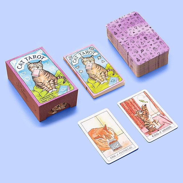  ألعاب الطاولة Cat Tarot: 78 Cards & Guidebook ورقة نقية لعبة حزب الترفيه المنزلي للأطفال بالغين الأولاد والبنات ألعاب الهدايا