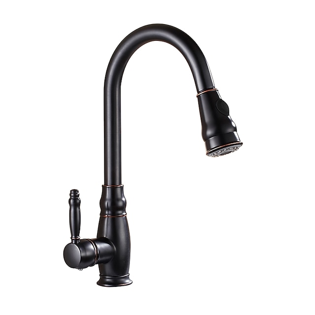  Kitchen Sink Mixer Faucet with Pull Out Sprayer, High Arc Brass Silver/Coffee Single Handle One Hole Oil-rubbed Bronze Pull Down Tall Kitchen Taps with Hot and Cold Water Hose