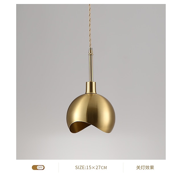 Lights & Lighting Pendant Lights | 15cm LED Pendant Light Modern Nordic Gold Globe Bowl Bedside Light Downlight Copper Dining Ro