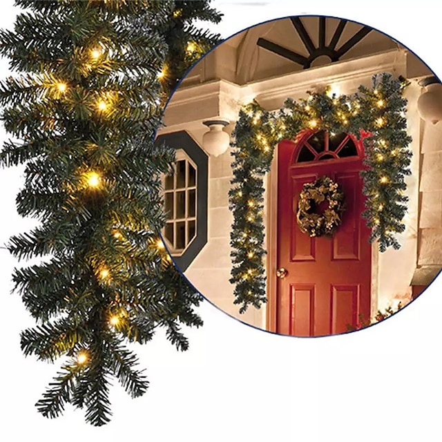  2.7M Christmas Artificial Garland Wreath Pine Tree DIY Hanging Ornament Christmas Tree New Year Fireplace Decoration