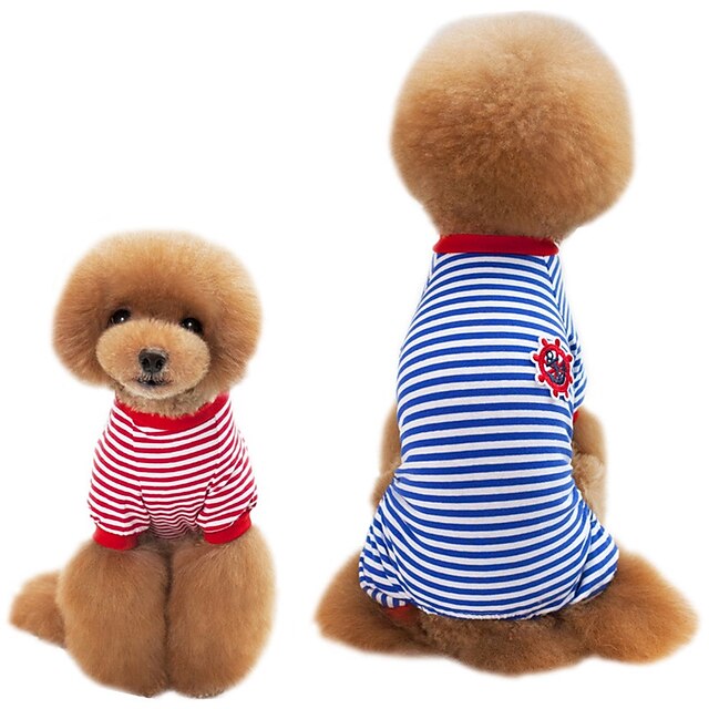  Dog Shirt / T-Shirt Jumpsuit Puppy Clothes Stripes Fashion Dog Clothes Puppy Clothes Dog Outfits Black Red Blue Costume for Girl and Boy Dog Cotton XS S M L XL