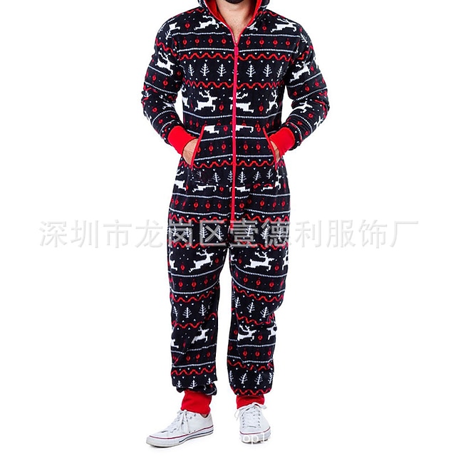 Toys & Hobbies Cosplay & Costumes | ladies pyjamas set christmas printed santa costume hooded onesies for women xmas jumpsuit re