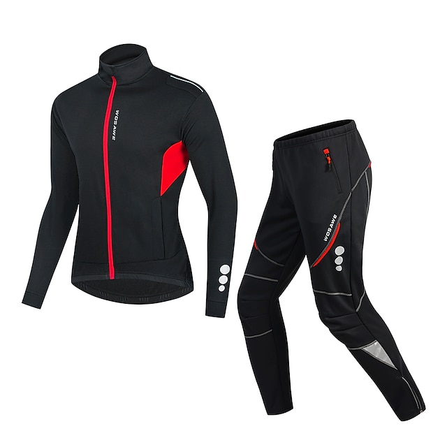 Mens Winter Windproof Cycling Fleece Thermal Set Jacket Pants Warm kits 