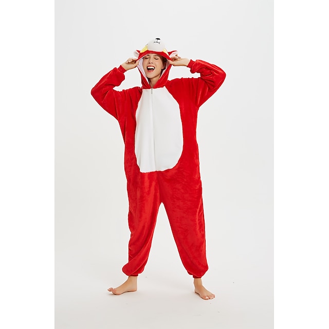 Toys & Hobbies Cosplay & Costumes | Kids Adults Kigurumi Pajamas Cartoon Onesie Pajamas Flannel Fabric Red Cosplay For Men and W