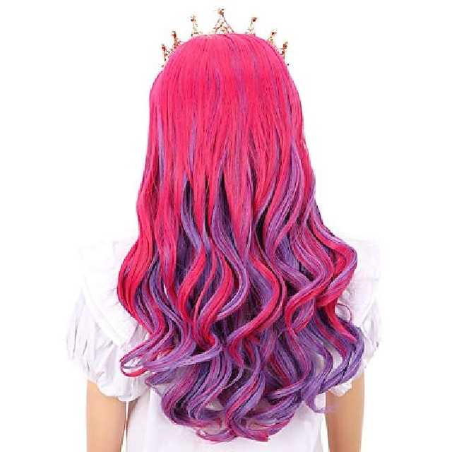 yuehong long wavy mixed purple red anime fashion girl's cosplay