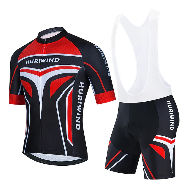 Men's Cycling Jersey with Bib Shorts Cycling Jersey with Shorts Short Sleeve Mountain Bike MTB Road Bike Cycling Black Red Blue Graphic Bike Clothing Suit 3D Pad Breathable Quick Dry Reflective 13