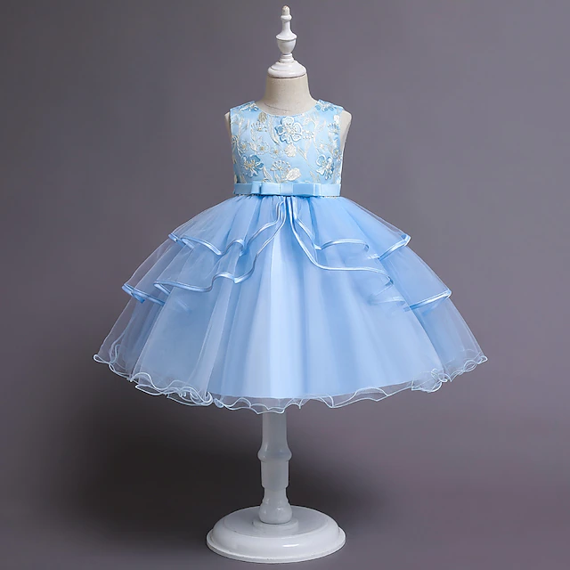 Kids Little Girls' Party Dress Solid Colored Layered Dress Mesh ...