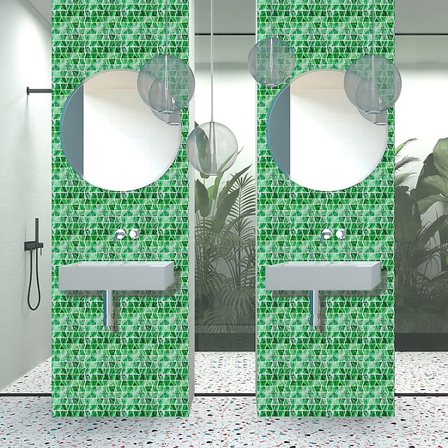 Home & Garden Home Decor | Imitation Epoxy Tile Sticker Green Mosaic Water Corrugated Wall Sticker House Renovation DIY Self-adh