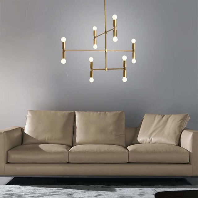 Lights & Lighting Pendant Lights | 12 Bulbs 90 cm Creative Adjustable Chandelier Metal Sputnik Electroplated Painted Finishes Ar