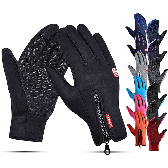  Winter Gloves Running Gloves Full Finger Gloves Anti-Slip Touchscreen Thermal Warm Cold Weather Men's Women's Lining Zipper Skiing Hiking Running Driving Cycling Texting Fleece Neoprene Winter / SBR