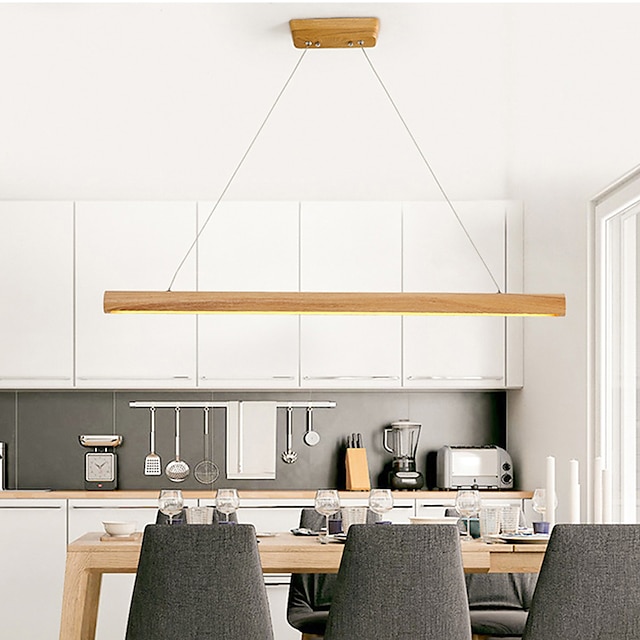 Lights & Lighting Pendant Lights | 65/95/120cm LED Pendant Light Nordic Modern Wood Island Light Acrylic Painted Finishes 110-12