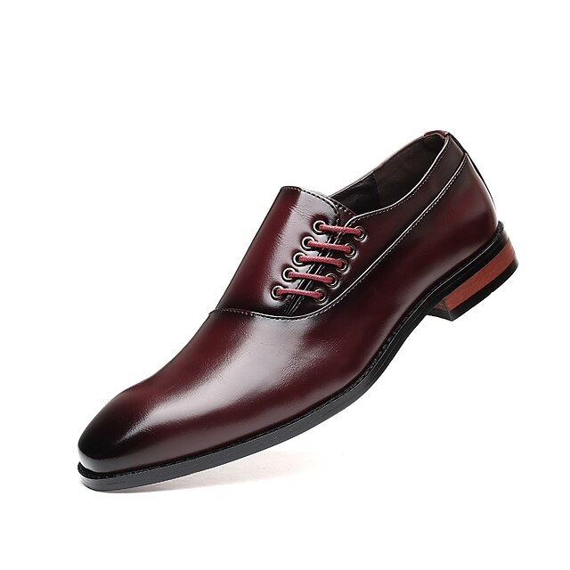 Shoes & Bags Mens Shoes | Mens Oxfords British Office & Career Walking Shoes PU Non-slipping Wear Proof Wine Yellow Black Fall S