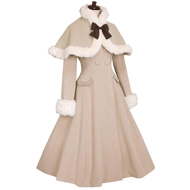  Dulce clásico lolita abrigo de invierno de piel sintética capa blanca chal prendas de vestir exteriores abrigos tamaño personalizado