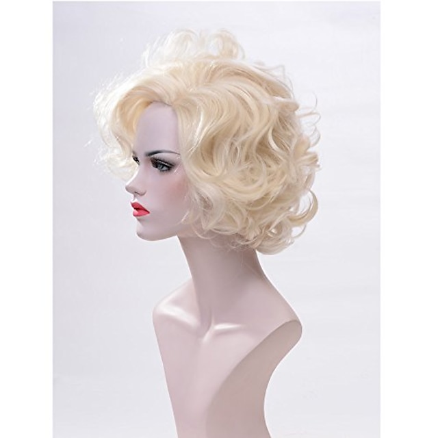 Beauty & Hair Wigs & Hair Pieces | Cosplay Costume Wig Wavy Middle Part Wig One Color Synthetic Hair Womens Blonde - RD42431