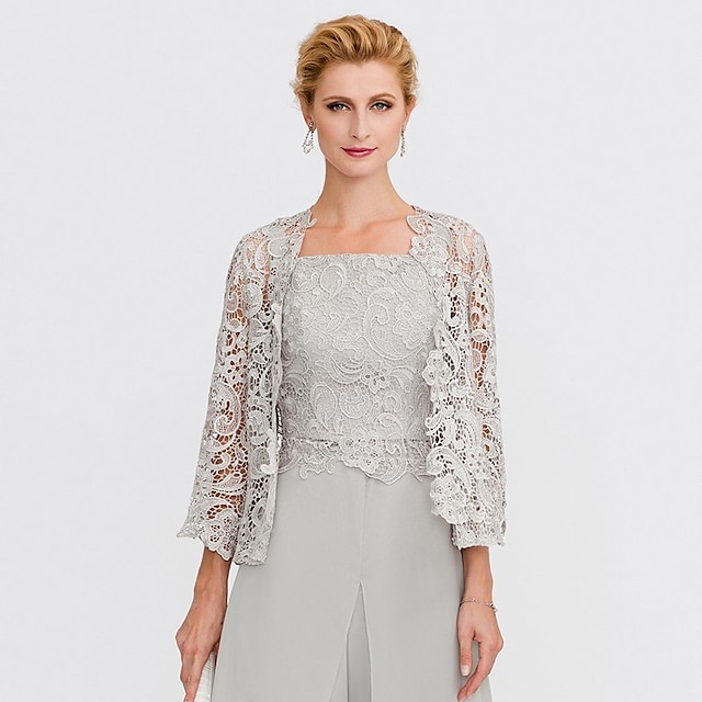  Mother's Wraps Bolero Coats / Jackets Elegant 3/4 Length Sleeve Floral Lace Wedding Guest Wraps With Lace For Fall Wedding Event Formal Party Spring & Summer Only Wraps dress to impress 2025