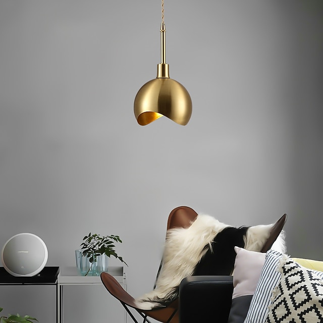 Lights & Lighting Pendant Lights | 15cm LED Pendant Light Modern Nordic Gold Globe Bowl Bedside Light Downlight Copper Dining Ro