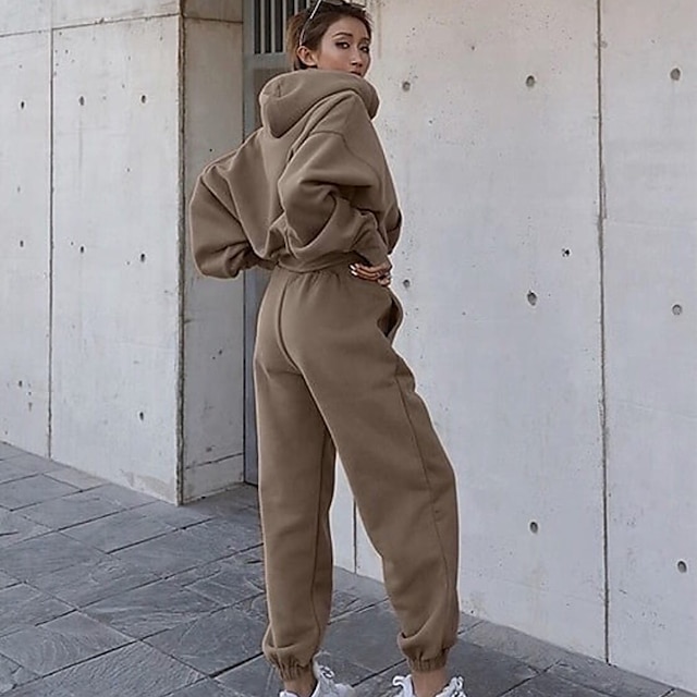 Sports & Outdoors Running, Jogging & Walking | Womens 2 Piece Tracksuit Hoodie Sweatsuit Athleisure Long Sleeve Oversized Sweats