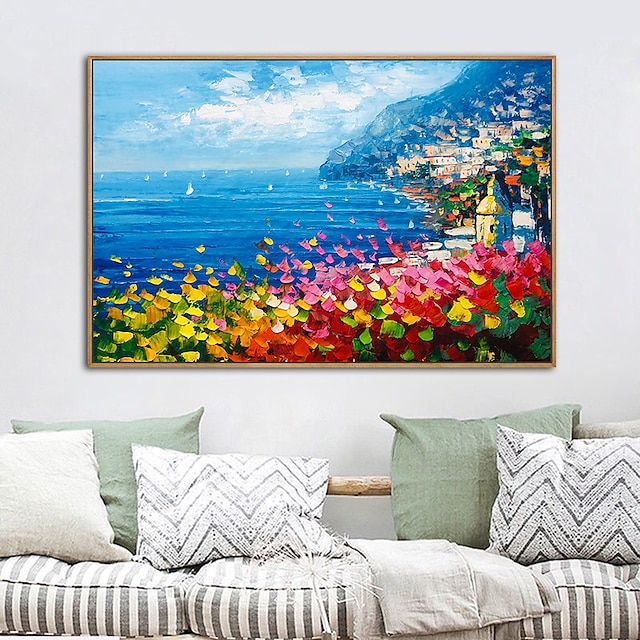  pictură în ulei pictată manual pictată manual artă de perete peisaj grădină mare munte munte decorare casă decor pânză laminată fără cadru nedezvoltat