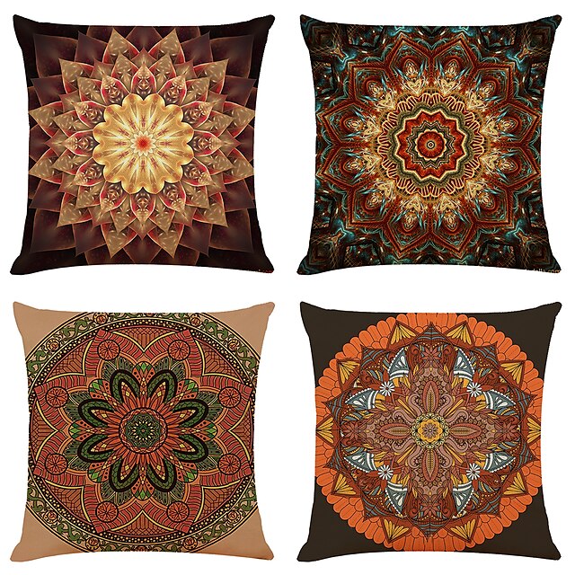 Home & Garden Home Decor | Floral Mandala Bohemian Cushion Cover 4PCS Soft Square Throw Pillow Cover Pillowcase Superior Quality