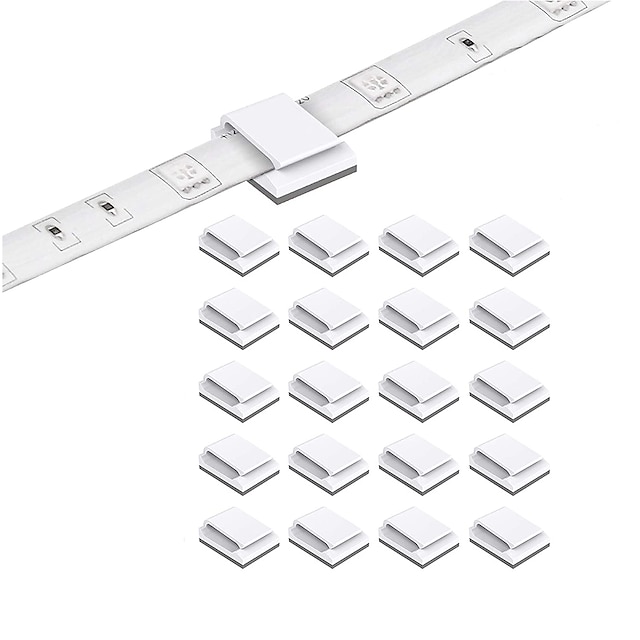  1set 50PCS 20PCS LED Strip Clips Self Adhesive LED Light Strip Mounting Bracket Clips Holder Cable Clamp Organizer for 10mm Wide IP65 Waterproof 5050 3528 2835 5630 LED Strip Light