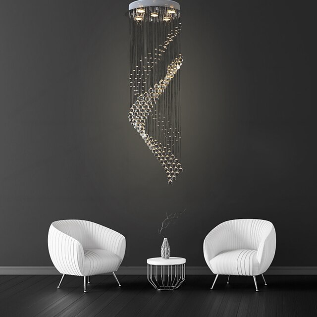  5 lumières 40(15.75'') Cristal LED Lampe suspendue Métal Plaqué Moderne contemporain 110-120V 220-240V