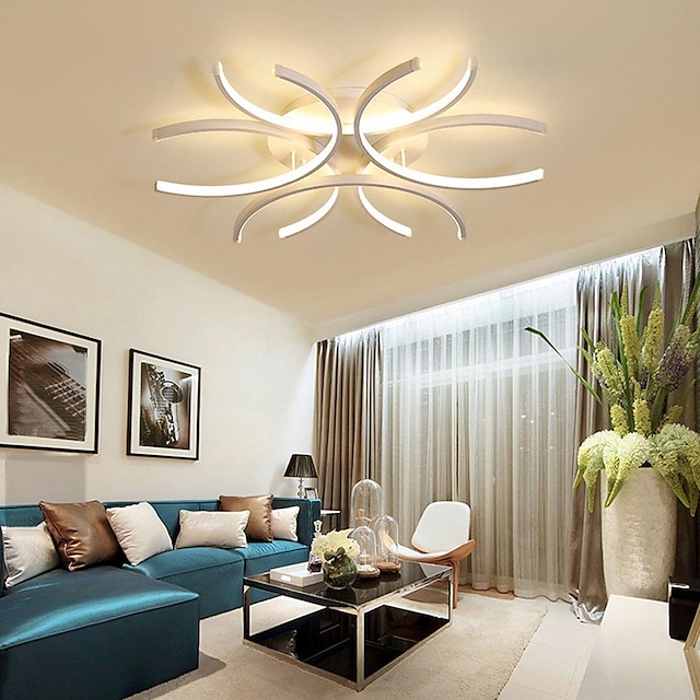  60cm LED taklampe moderne nordiske geometriske blomsterformer stilige innfelt lys stue spisestue soverom metallmalte overflater110-120v 220-240v