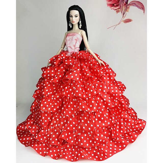  Doll accessories Doll Clothes Doll Dress Wedding Dress Party / Evening Wedding Ball Gown Satin / Tulle Tulle Lace Satin For 11.5 Inch Doll Handmade Toy for Girl's Birthday Gifts  Doll Not Included