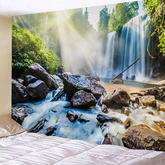 Home & Garden Home Decor | Beautiful And Spectacular Waterfall Scenery Pattern Tapestry Wall Hanging Tapestry Wall Carpet Wall A