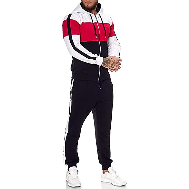 Sports & Outdoors Running, Jogging & Walking | Mens 2 Piece Full Zip Tracksuit Sweatsuit Street Casual 2pcs Winter Long Sleeve T